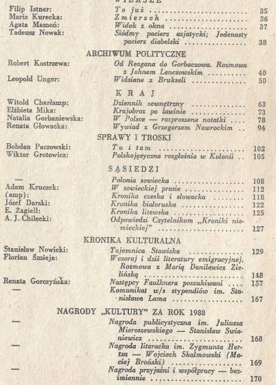 Kultura. Szkice - opowiadania - sprawozdania. Nr 1/496-2/497 1989